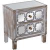 DRW Comodino in Legno 2 cassetti in Oro e Specchio 55x35x60 cm