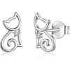 EUDORA Harmony Ball Orecchini a Lobo con Gatto in Argento Sterling da Donna, Orecchini a Cerchio con Gatto Carino Orecchini con Stella di David Orecchini con Fiocco di Neve Gioielli Regalo