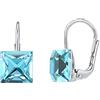 SILVEGO Orecchini da donna in argento sterling 925 con cristalli Swarovski®, acquamarina, quadrilatero, 8 mm, Oro bianco Metallo