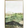 DRW Quadro tela con cornice in legno dorato e paesaggio montuoso astratto tonalità verdi 92.8x62.9x4.3 cm