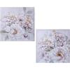 DRW Set di 2 quadri di tela quadrati dipinti a mano il 40% con fiori assortiti e multipli, 60 x 60 x 3 cm
