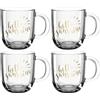 Leonardo Emozione 046413 - Set di 4 tazze in vetro lavabili in lavastoviglie, con scritta dorata, 400 ml, 400 ml