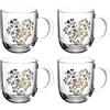 LEONARDO HOME EMOZIONE 046448 - Set di 4 tazze, 400 ml, multicolore cuore floreale