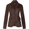 Infinity Donna Pelle Blazer Classico Casual Marrone Rétro Slim-Fit Giacca Blazer