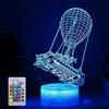 Hoofun Batttlebus Lampada Notturna 3D, 16 Colori Cangianti con Telecomando Luce Notturna 3D, Pallone ad Aria Calda 3D Illusione Luce, Regali di Natale Compleanno per Bambini Ragazzi Ragazze