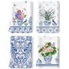 Arquiel Strofinacci Da Cucina Set Di 4, Panni Da Cucina Multiuso In 100% Cotone Morbidi E Assorbenti Canovaccio Cucina Strofinacci Da Bar Per Decorazioni(48 x 70CM,Porcellana blu e bianca)