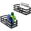 Generico Set da 2 Mensole di Metallo per Cucina e Bagno Organizer, Scaffali Portaspezie da Parete, Dispensa, Adesivo Salvaspazio, Nero