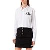 Love Moschino Cropped Fit Shirt with Rubber Love Print. Camicia, Bianco, 48 Donna