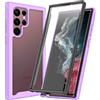 XINNI Cover per Samsung Galaxy S22 Ultra 5G, Protezione Schermo Integrata 360 Gradi Antiurto Custodia, Rugged Doppia Faccia Bumper Trasparente Full Guscio Fronte Retro Case, Viola Chiaro