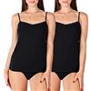 Bellivalini Donna Maglietta Intima in Cotone con Pizzo BLV50-221 (2er-Pack: Nero, L)