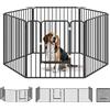 PawHut Recinto per Cani da Interno ed Esterno a 6 Pannelli Modulabili in Acciaio con Porta e Catenaccio di Sicurezza, 164x83x80 cm, Nero | Aosom