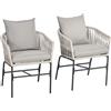 Outsunny Set 2 Sedie da Giardino in Stile Boho con Rivestimento in Corda e Cuscini Imbottiti, Grigio|Aosom
