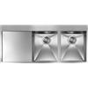 CM PRONTA CONSEGNA - SPEDIZIONE IMMEDIATA Lavello da Incasso 2 Vasche con gocciolatoio a Sinistra 116 x 50 cm Slim Acciaio Inox satinato con fascia miscelatore FILOQUADRA MIX CM 012963.D2.01.2033 - 012963DCSSP