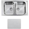 CM PRONTA CONSEGNA - SPEDIZIONE IMMEDIATA Lavello da Incasso 2 Vasche Reversibile 86 x 50 cm Sopratop Acciaio Inox Microdecoro CM COMO 010174.X2.01.2028 010174 RCSSP