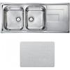 CM PRONTA CONSEGNA - SPEDIZIONE IMMEDIATA Lavello da Incasso 2 Vasche con gocciolatoio Reversibile 116 x 50 cm Sopratop Acciaio Inox Microdecoro CM COMO 010177.X2.01.2028 010177 RCSSP