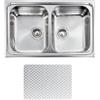 CM PRONTA CONSEGNA - SPEDIZIONE IMMEDIATA Lavello da Incasso 2 Vasche 79 x 50 cm Sopratop Acciaio Inox finitura Antigraffio CM ZENITH PLUS 011262.X1.01.2018 011262 XCSSP