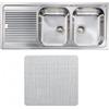CM PRONTA CONSEGNA - SPEDIZIONE IMMEDIATA Lavello da Incasso 2 Vasche con gocciolatoio a Sinistra 116 x 50 cm Sopratop Acciaio Inox finitura Microdecoro CM ZENITH PLUS 010257.D1.01.2018 010257 DCSSP