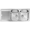CM PRONTA CONSEGNA - SPEDIZIONE IMMEDIATA Lavello da Incasso 2 Vasche profondità 21 cm con gocciolatoio a Sinistra 116 x 50 cm Sopratop Acciaio Inox satinato CM ZENITH 210 011227.D1.01.2018 011227 DCSSP