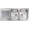 CM PRONTA CONSEGNA - SPEDIZIONE IMMEDIATA Lavello da Incasso 2 Vasche con gocciolatoio a Sinistra 116 x 50 cm Sopratop Acciaio Inox satinato CM ZENITH 011247.D1.01.2016 011247 DCSSX