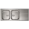 CM PRONTA CONSEGNA - SPEDIZIONE IMMEDIATA Lavello da Incasso 2 Vasche con gocciolatoio a Destra 116 x 50 cm Sopratop Acciaio Inox satinato CM LEVANTE 015727.S1.01.2018