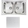 CM PRONTA CONSEGNA - SPEDIZIONE IMMEDIATA Lavello da Incasso 2 Vasche 86 x 50 cm Sopratop Acciaio Inox antigraffio CM PIZZICA 011394.X1.01.2016 011394 XCSSX