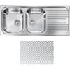CM PRONTA CONSEGNA - SPEDIZIONE IMMEDIATA Lavello da Incasso 2 Vasche con gocciolatoio a Destra 116 x 50 cm Sopratop Acciaio Inox antigraffio CM ATLANTIC 010597.S1.01.2016 010597 SCSSX