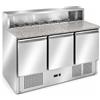 Banco pizza saladette 3 sportelli + piano in granito. 136,5x70x108,5 - Vetrina GN 1/6