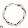 Collana perle oro giallo 18 kt 750 radici di rubini perle 5,5/6 mm -536/ST-