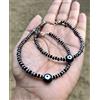 Evil Eye 2 Pezzi Bracciale Protezione Malocchio Argento 925 7" Amuleto Nazariya Perla ...