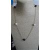 Artigiano Toscano COLLANA LUNGA IN ARGENTO 925% DORATO ORO CON ONICE E AGATA VERA PIETRE DURE