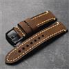 Cinturino orologio pelle nero marrone cucitura beige 18-20-21-22-23-24-26mm