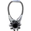 COLLANA GIROCOLLO FIORE ALLUMINIO CON PIETRA NERA BIGIOTTERIA CIRCONF. CM 50