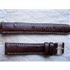 20 Mm Bracciale Vero Vitello Finta Struzzo Marrone Cucito Bianco Fatto A Mano