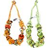 2 COLLANE IN CORDINO PERLINE ANELLI VERDE ARANCIONE BIGIOTTERIA COLLANA CM 65