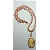 Collana di perle madreperla con cammeo pendente ciondolo 30x40mm donna vintage