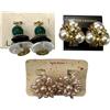 SET 3 ORECCHINI CLIP CON PERLE E PERLINE BIGIOTTERIA VINTAGE ANNI 70-90 CM 3-4