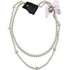 COLLANA PERLE CON FIOCCO ROSA PERLA E STRASS BIGIOTTERIA CIRCONF. CM 110