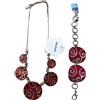 COLLANA GIROCOLLO E BRACCIALE METALLO LACCATO FUCSIA BIGIOTTERIA CM 50 E CM 20