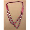 COLLANA FUCSIA PERLINE IN LEGNO PLASTICA METALLO BIGIOTTERIA CIRCONF. CM 100