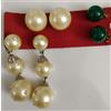 3 coppie orecchini sfera con clip: pendenti con tre perle / perle / giada