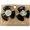 ORECCHINI CLIP ORO LACCA NERA E BRILLANTINI BIGIOTTERIA VINTAGE ANNI 70-90 CM 3