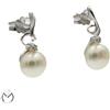 Orecchini oro bianco 18 kt 750 perle bottone 7,5/8 mm diamanti 0,02 ct -962/ST-
