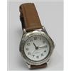 PRL) OROLOGIO DA POLSO MONTRE ROUND QUARTZ WRIST WATCH CINTURINO PELLE MARRONE