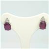 Orecchini oro bianco 18 kt 750 rubini 6 ct diamanti 0,24 ct -538/VE-