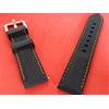 20 Mm Bracciale Solido Gomma Silicone Nero Cucitura Arancione Nautico Rallye