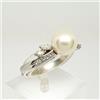 Anello oro bianco 18 Kt 750 con perla diamanti 0,19 ct -641/VE-