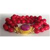 ARTIGIANALE Bracciale Afrodite tre fili vero corallo Bambù con chiusura susta rubino rose