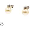 Orecchini oro bianco 18 kt 750 perle 7,5/8 mm diamanti 0,02 ct -60/ST-