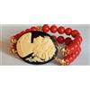 Bracciale donna braccialetto in pasta di corallo rosso doppio filo con cammeo