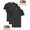 Fruit of the Loom Pacchetto Di 3 Fruit Of The Loom Super Premium Plain NERI T-Shirt